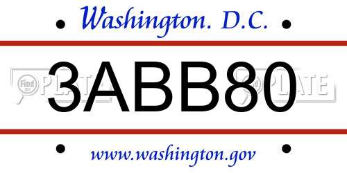 3ABB80 District Of Columbia License Plate