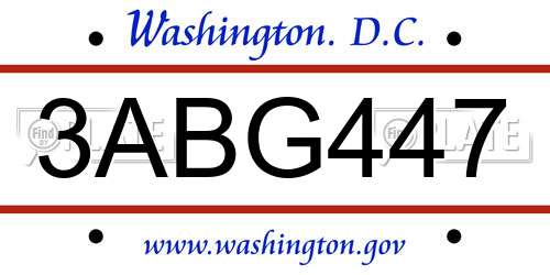3ABG447 District Of Columbia License Plate