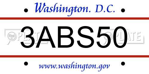 3ABS50 District Of Columbia License Plate