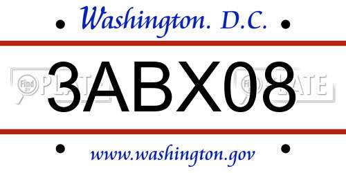3ABX08 District Of Columbia License Plate