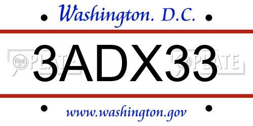 3ADX33 District Of Columbia License Plate