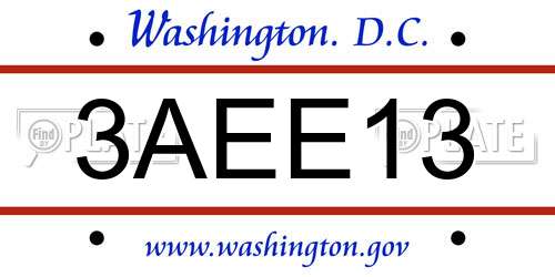 3AEE13 District Of Columbia License Plate