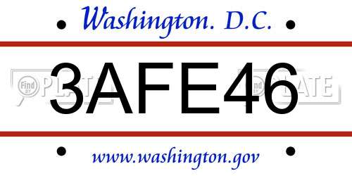 3AFE46 District Of Columbia License Plate