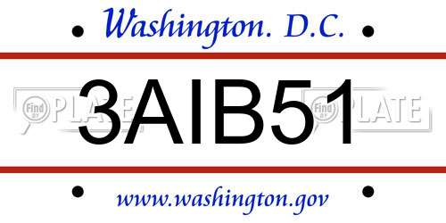 3AIB51 District Of Columbia License Plate