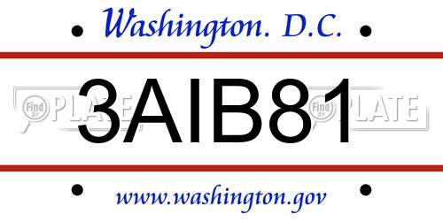 3AIB81 District Of Columbia License Plate