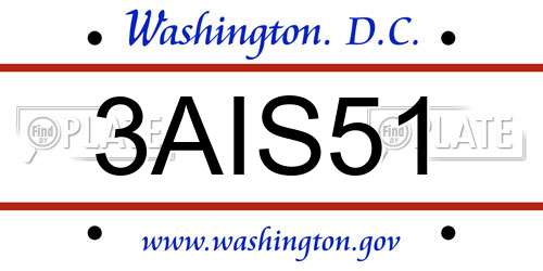 3AIS51 District Of Columbia License Plate