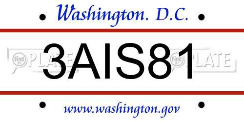 3AIS81 District Of Columbia License Plate