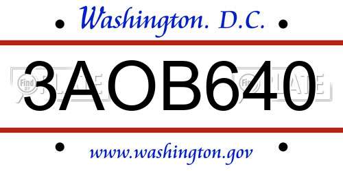 3AOB640 District Of Columbia License Plate