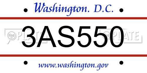 3AS550 District Of Columbia License Plate