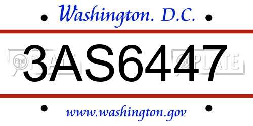 3AS6447 District Of Columbia License Plate