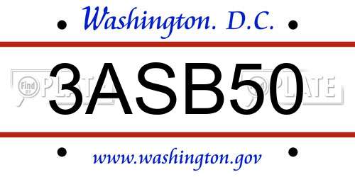 3ASB50 District Of Columbia License Plate