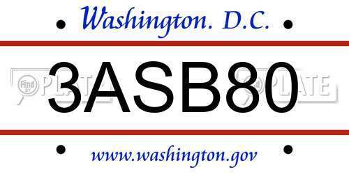 3ASB80 District Of Columbia License Plate