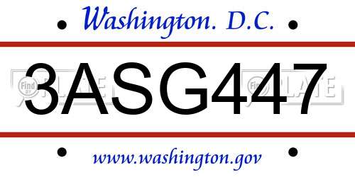 3ASG447 District Of Columbia License Plate