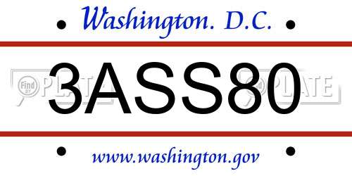 3ASS80 District Of Columbia License Plate
