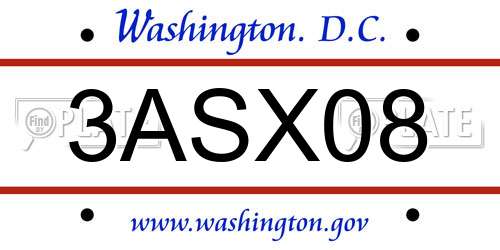 3ASX08 District Of Columbia License Plate