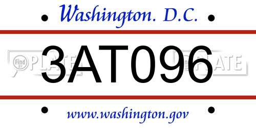 3AT096 District Of Columbia License Plate