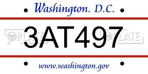 3AT497 District Of Columbia License Plate