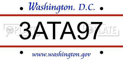 3ATA97 District Of Columbia License Plate