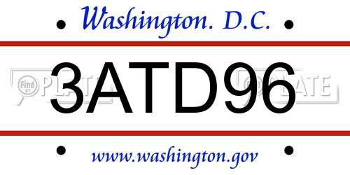 3ATD96 District Of Columbia License Plate
