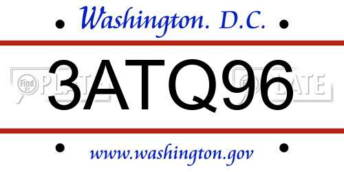 3ATQ96 District Of Columbia License Plate