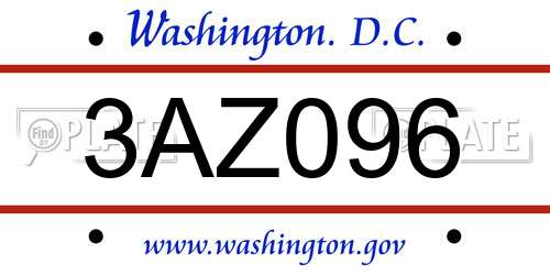 3AZ096 District Of Columbia License Plate