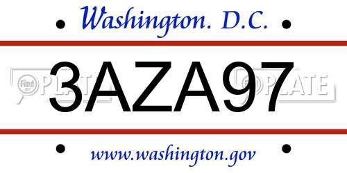 3AZA97 District Of Columbia License Plate