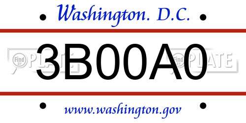 3B00A0 District Of Columbia License Plate
