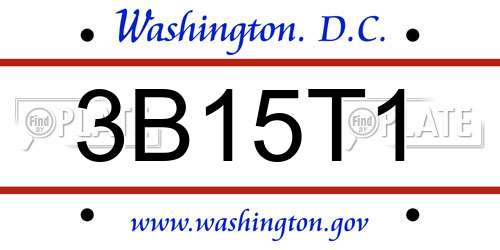 3B15T1 District Of Columbia License Plate