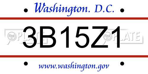 3B15Z1 District Of Columbia License Plate