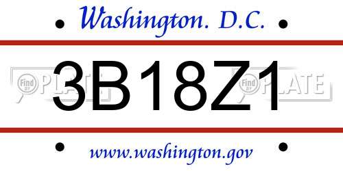 3B18Z1 District Of Columbia License Plate