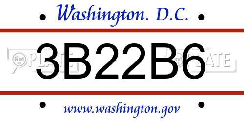 3B22B6 District Of Columbia License Plate