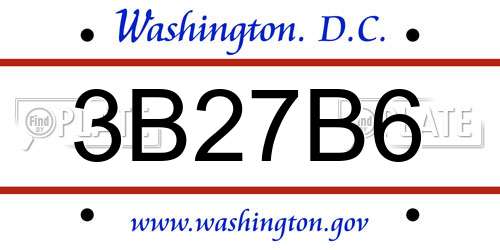 3B27B6 District Of Columbia License Plate