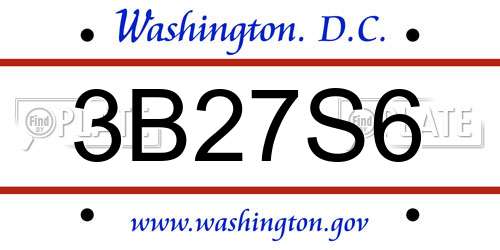 3B27S6 District Of Columbia License Plate