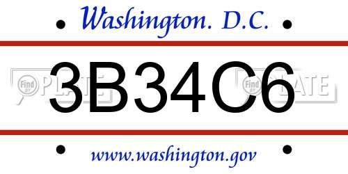 3B34C6 District Of Columbia License Plate