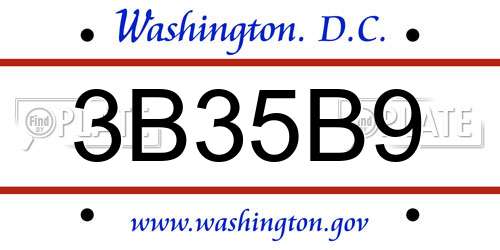 3B35B9 District Of Columbia License Plate