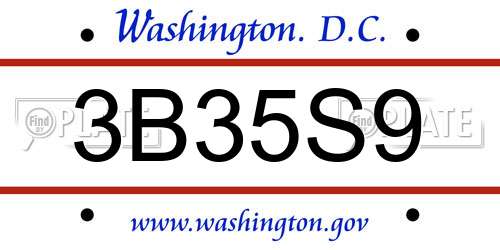 3B35S9 District Of Columbia License Plate