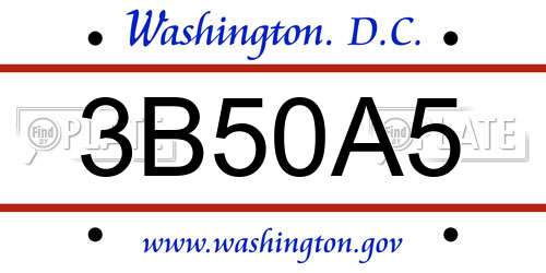 3B50A5 District Of Columbia License Plate