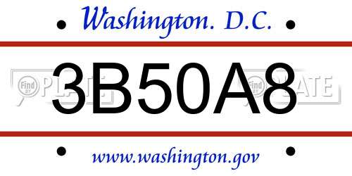 3B50A8 District Of Columbia License Plate