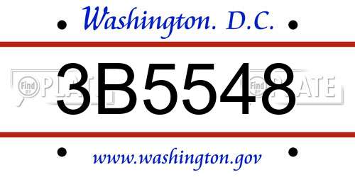 3B5548 District Of Columbia License Plate
