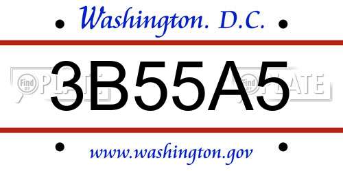 3B55A5 District Of Columbia License Plate