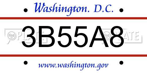 3B55A8 District Of Columbia License Plate