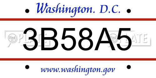 3B58A5 District Of Columbia License Plate