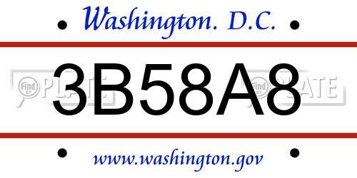 3B58A8 District Of Columbia License Plate