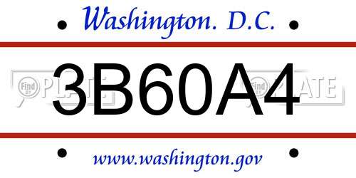 3B60A4 District Of Columbia License Plate