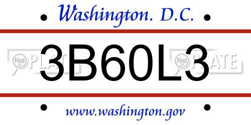 3B60L3 District Of Columbia License Plate