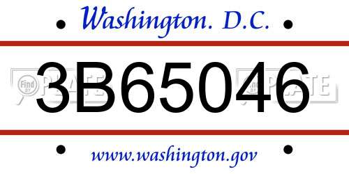3B65046 District Of Columbia License Plate