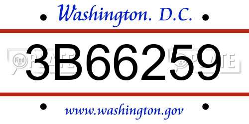 3B66259 District Of Columbia License Plate