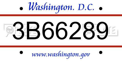 3B66289 District Of Columbia License Plate