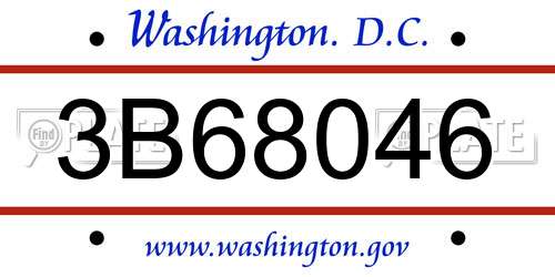 3B68046 District Of Columbia License Plate