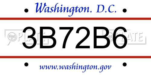 3B72B6 District Of Columbia License Plate
